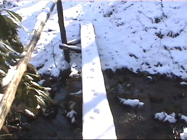 {footbridge with snow}